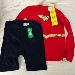 NWT Baby Gap WONDER WOMAN Red Black Gold Long Sleeve & Pants PAJAMAS PJ'S 4years